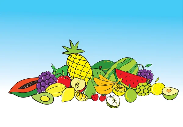 Frutas tropicales — Vector de stock