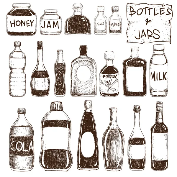 Bottles and Jars — Stock Vector