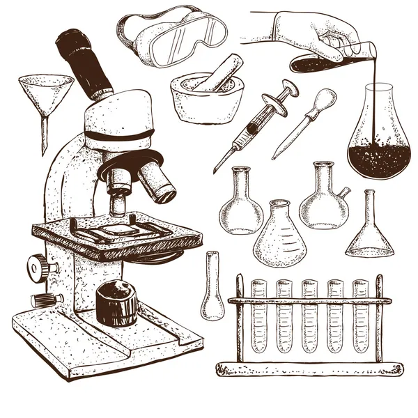 Laboratorium apparatuur doodle — Stockvector