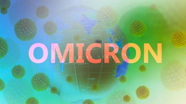 Omicron, Corona virüsünün yeni versiyonu. MERS CoV veya SARS virüsüne benzer (şiddetli akut solunum sendromu). Sağlık ve tıbbi konsept