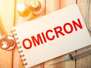 Omicron, Corona virüsünün yeni versiyonu. MERS CoV veya SARS virüsüne benzer (şiddetli akut solunum sendromu). Sağlık ve tıbbi konsept