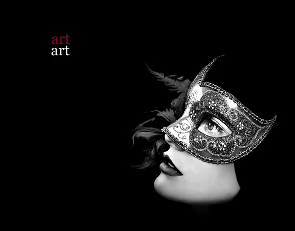 Profile of woman in mask. — Stock Photo, Image