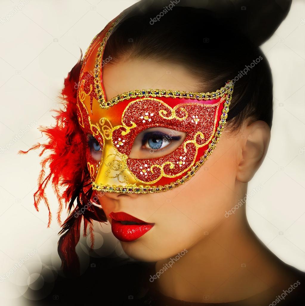 Woman in mask.