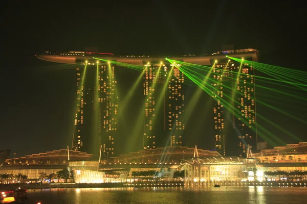 Espectáculo de luces en Marina Sand Bay Resort, Singapur — Foto de Stock