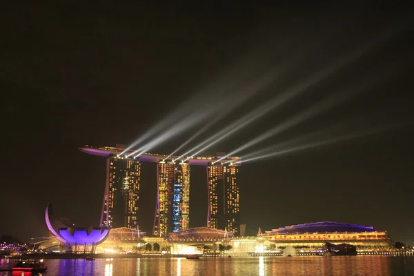 Espectáculo de luces en Marina Sand Bay Resort, Singapur — Foto de Stock