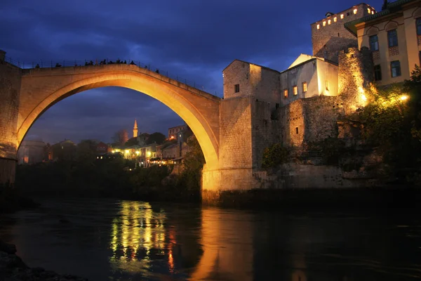 Stari Most at night, Mostar, Bosnia and Hercegovina — Stock Photo, Image