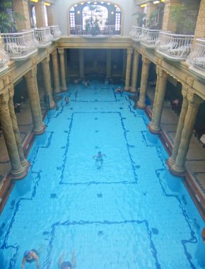 The effervescent swimming pool in Gellért Baths, Budapest, Hungary clipart