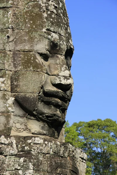 Volto di pietra del tempio di Bayon, zona di Angkor, Siem Reap, Cambogia — Foto Stock