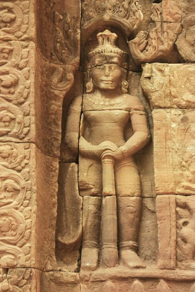 Baixo-relevo no templo Ta Som, área de Angkor, Siem Reap, Camboja — Fotografia de Stock