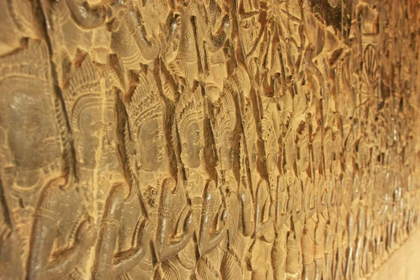 Барельеф на стене, Ангкор Ват, Фам Рип, Камбодия — стоковое фото