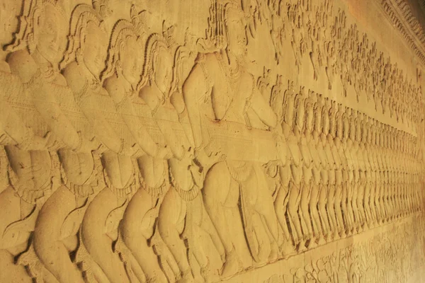 Płaskorzeźba na ścianie, świątyni angkor wat, siem reap, Kambodża — Zdjęcie stockowe