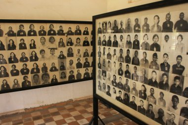 Photos of victims of the Khmer Rouge, Tuol Sleng Genocide Museum, Phnom Penh, Cambodia clipart