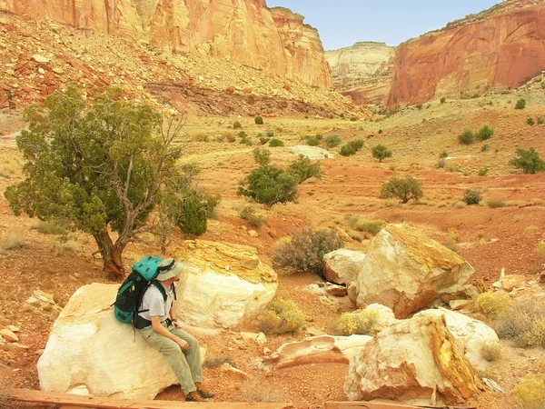 Hiking in Capitol Reef National Park, Utah, USA — Stock Photo, Image