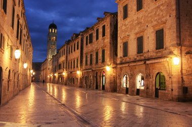 Old town at night, Dubrovnik, Croatia clipart