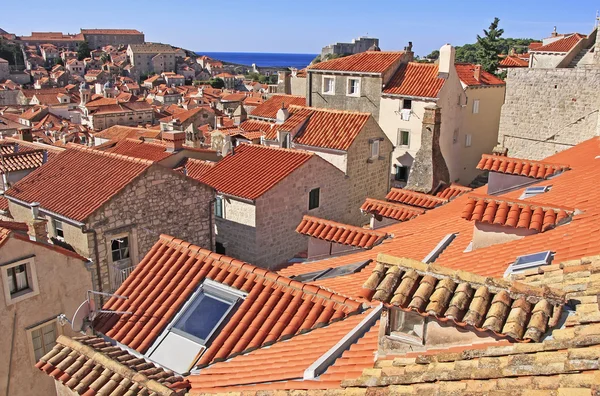 Střechy starého města, Dubrovník, Chorvatsko — Stock fotografie