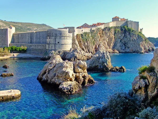 Fort Bokar dan kota tua Dubrovnik, Kroasia — Stok Foto