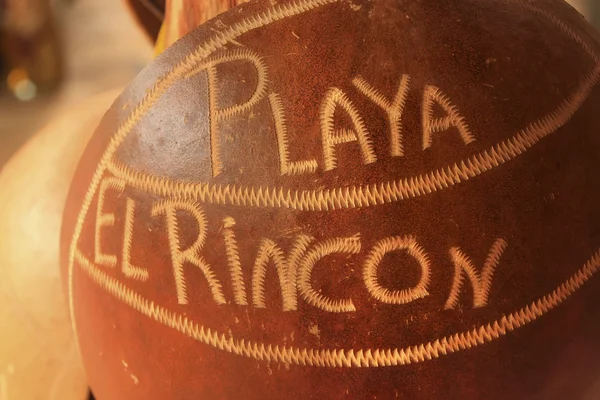 "Playa Rincon "írt egy kókusz — Stock Fotó