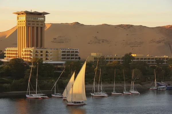 Boten op de Nijl, aswan — Stockfoto