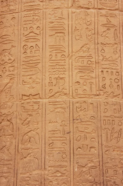Ancient hieroglyphics on the wall of Philae Temple — Stock Photo, Image