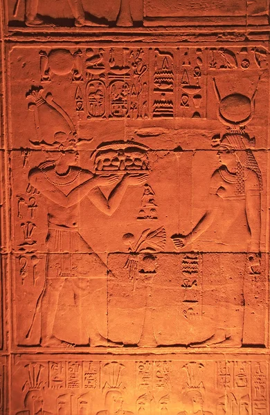 Ancient hieroglyphics on the wall of Philae Temple — Stock Photo, Image