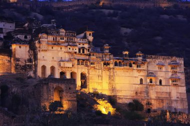 Bundi Palace at night, India clipart