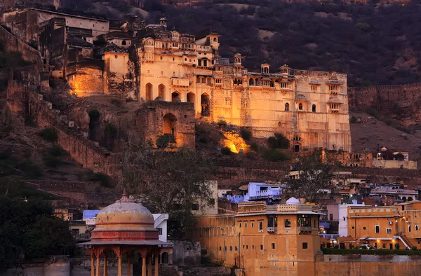 Bundi palace på natten, Indien — Stockfoto