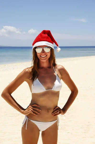 Young woman in santa hat — Stock Photo, Image