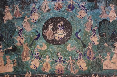 renkli duvar resimleri, chitrashala, bundi Sarayı, Hindistan