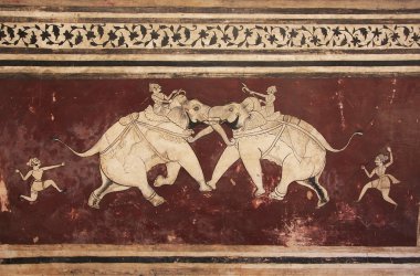 renkli duvar resimleri, chitrashala, bundi Sarayı, Hindistan