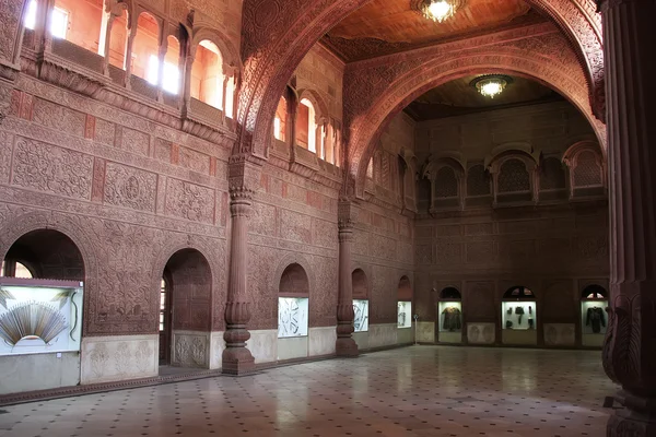 Interieur hal van junagarh fort, bikaner, india — Stockfoto