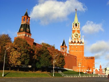 Kremlin duvarı ve işçinin kule, moscow, Rusya Federasyonu