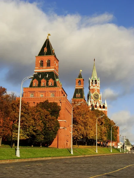 クレムリンの壁、道のりで植生・ タワー、モスクワ、ロシア — ストック写真