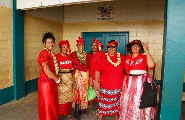 People celebrate arriving Fuifui Moimoi on Vavau island, Tonga clipart