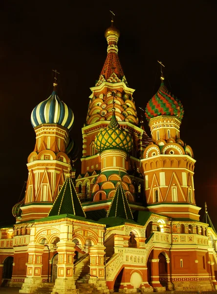 Katedrála Vasilije požehnal v noci, Moskva, Rusko — Stock fotografie