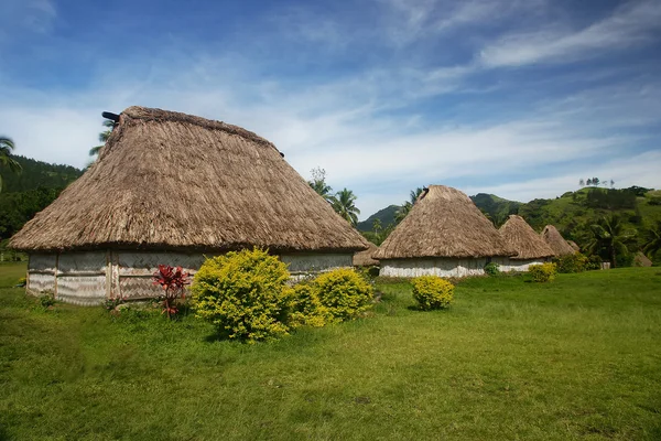 Традиционные дома деревни Навала, Вити-Леву, Фиджи — стоковое фото