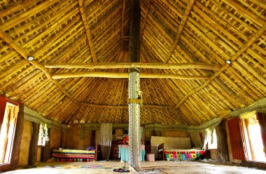 Interior of traditional house, Navala village, Viti Levu, Fiji clipart
