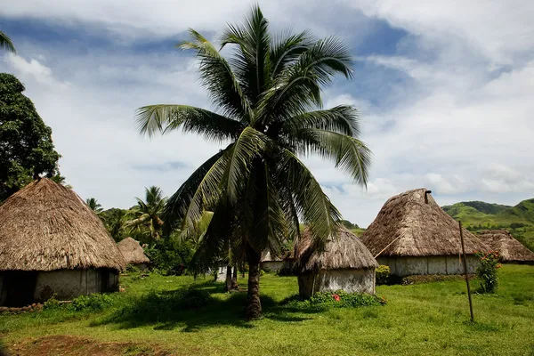 Casas tradicionales de la aldea de Navala, Viti Levu, Fiji — Foto de Stock