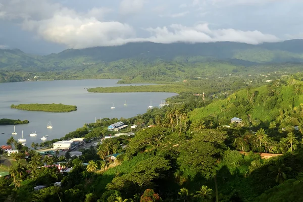 Savusavu marina ve nawi adacık, vanua levu Island, fiji — Stok fotoğraf