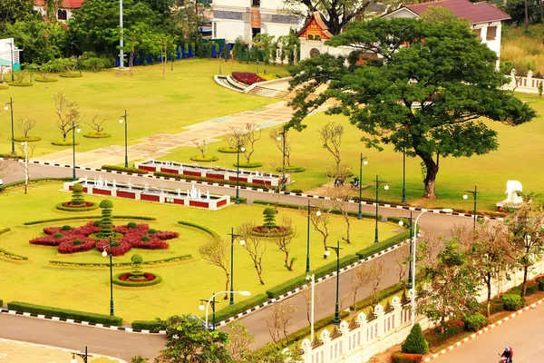 Visa av vientiane från victory gate patuxai, laos — Stockfoto