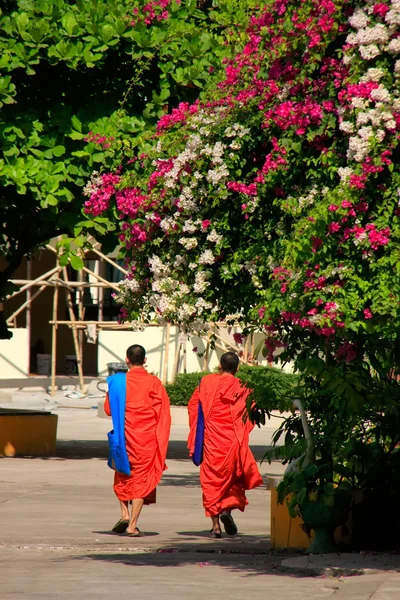2 つの僧侶 wat si saket、ビエンチャン、ラオスでウォーキング — ストック写真