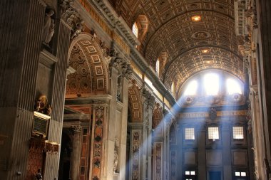 iç saint peters Bazilikası ile crepuscular ışınları, Vatikan