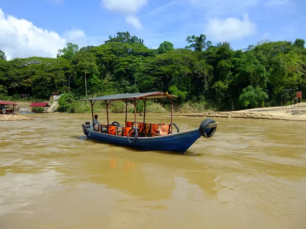 Turist båt på floden tembeling, taman negara nationalpark, mal — Stockfoto