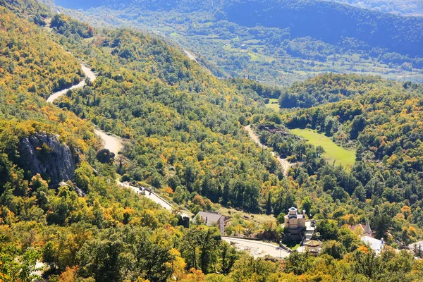 Panorama of Bjelopavlici plain from Ostrog Monastery, Montenegro — Stock Photo, Image