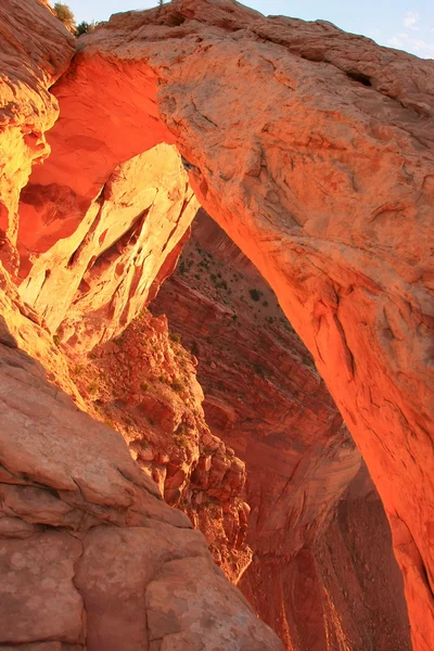 Glödande mesa arch på sunrise, canyonlands nationalpark, utah, u — Stockfoto