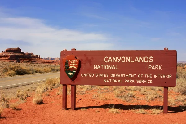 Canyonlands Milli Parkı işaret, utah, ABD — Stok fotoğraf
