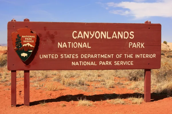 Parco nazionale di Canyonlands segno, utah, Stati Uniti — Foto Stock