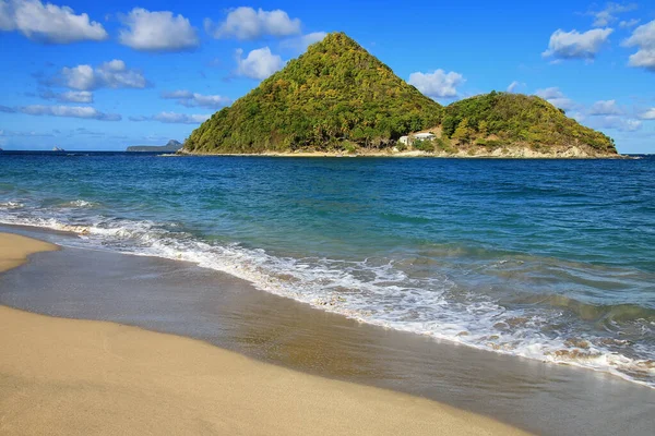 Levera Beach Ostrově Grenada Výhledem Ostrov Sugar Loaf Grenada — Stock fotografie