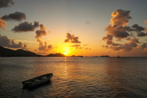 Solnedgang Hillsborough Bay Carriacou Island Grenada Hillsborough Den Største Øen - Stock-foto