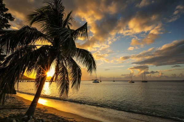 Solnedgång Över Hillsborough Bay Carriacou Island Grenada Hillsborough Den Största — Stockfoto