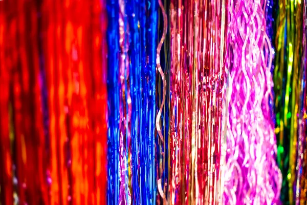 Multicolored Blurred Festive Background Made Christmas Rain — Stock Photo, Image